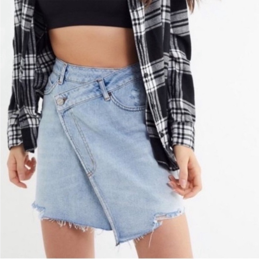 BDG Asymmetrical Denim Wrap Skirt